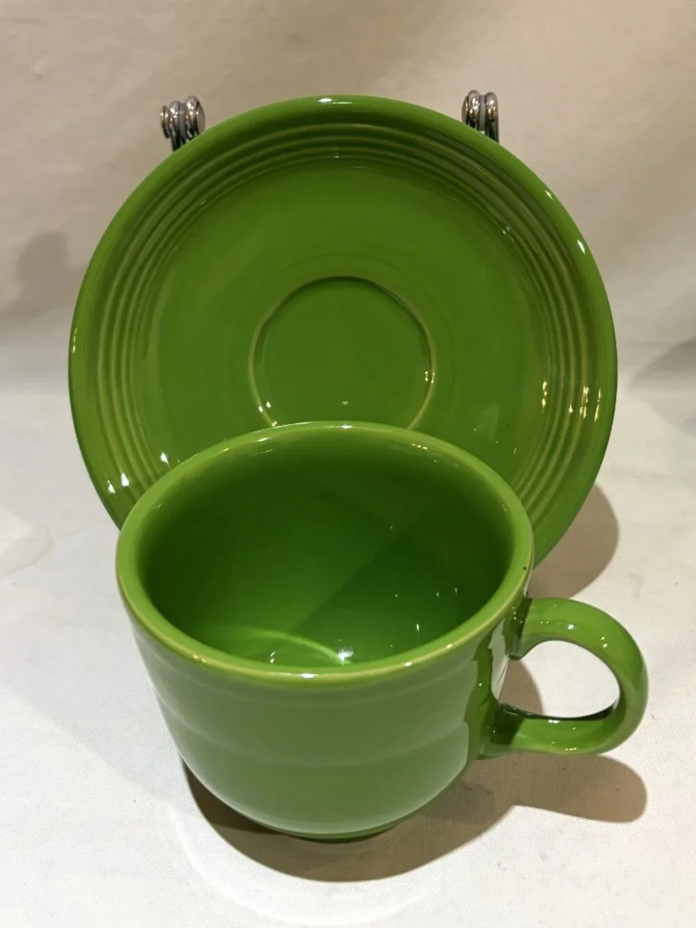Set 2 VTG Homer Laughlin Fiesta Fiestaware USA Cup & Saucer Sets Shamrock Green